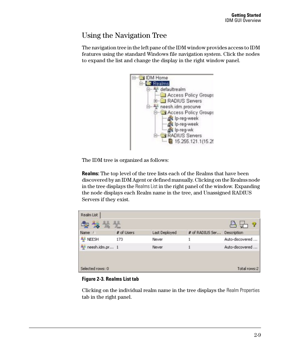 Using the navigation tree, Using the navigation tree -9 | HP Identity Driven Manager Software Series User Manual | Page 29 / 144