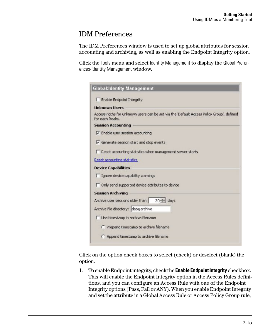 Idm preferences, Idm preferences -15 | HP Identity Driven Manager Software Series User Manual | Page 35 / 144