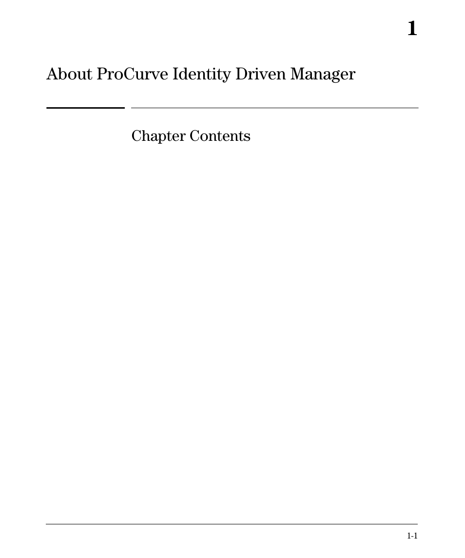 About procurve identity driven manager, Chapter contents | HP Identity Driven Manager Software Series User Manual | Page 5 / 144