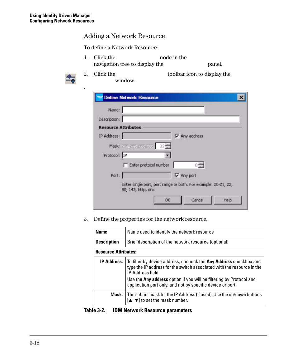 Adding a network resource | HP Identity Driven Manager Software Series User Manual | Page 72 / 144