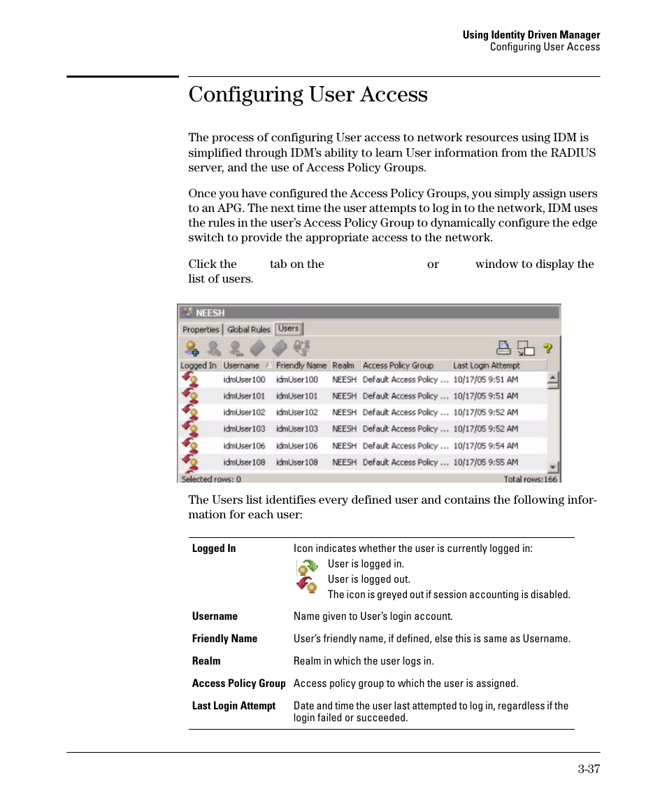 Configuring user access, Configuring user access -37 | HP Identity Driven Manager Software Series User Manual | Page 91 / 144