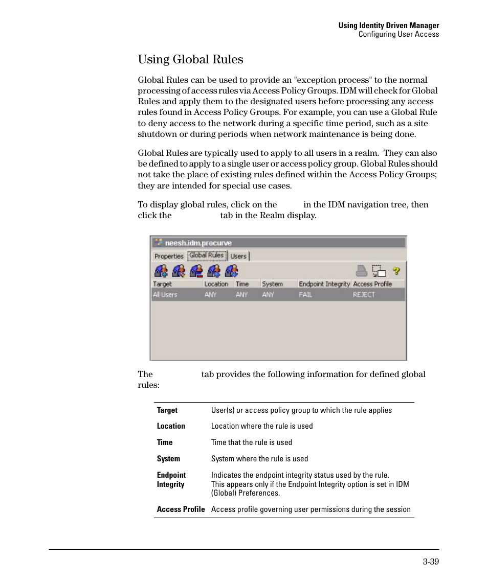 Using global rules, Using global rules -39 | HP Identity Driven Manager Software Series User Manual | Page 93 / 144