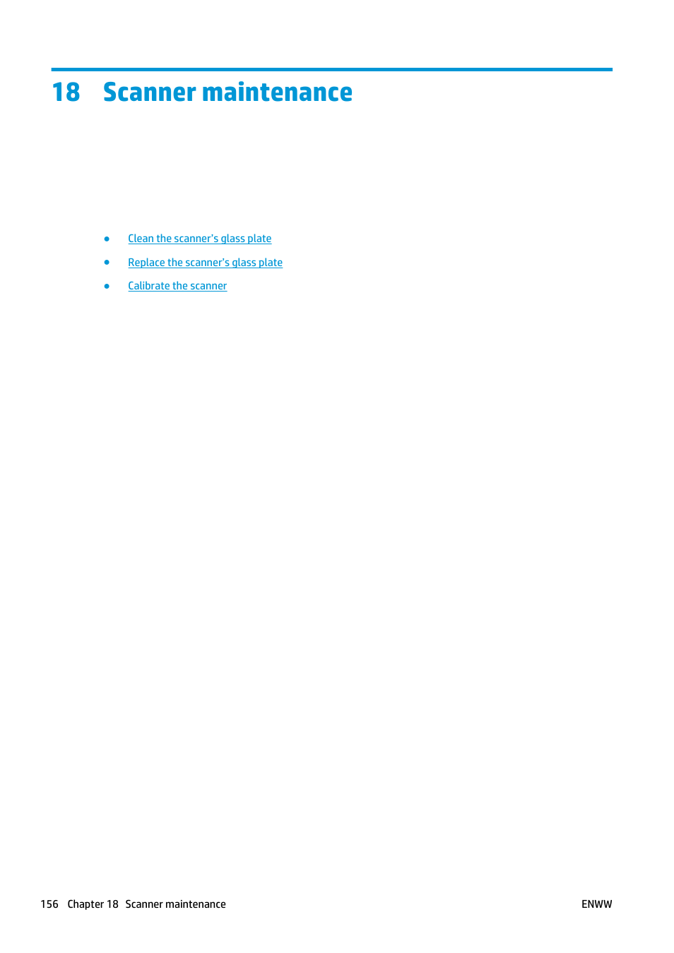Scanner maintenance, 18 scanner maintenance | HP Designjet T2500 eMultifunction Printer series User Manual | Page 166 / 263