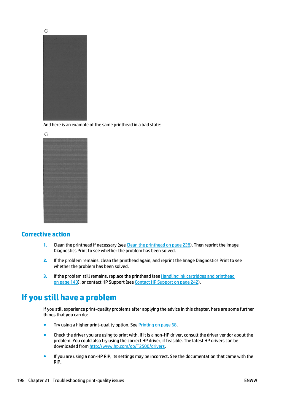 Corrective action, If you still have a problem | HP Designjet T2500 eMultifunction Printer series User Manual | Page 208 / 263