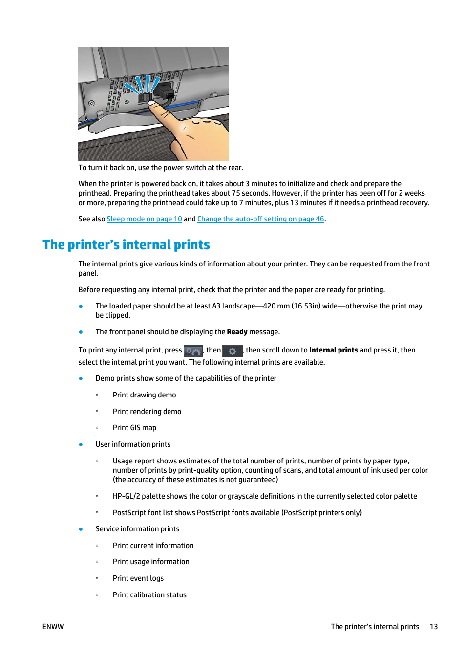 The printer’s internal prints | HP Designjet T2500 eMultifunction Printer series User Manual | Page 23 / 263