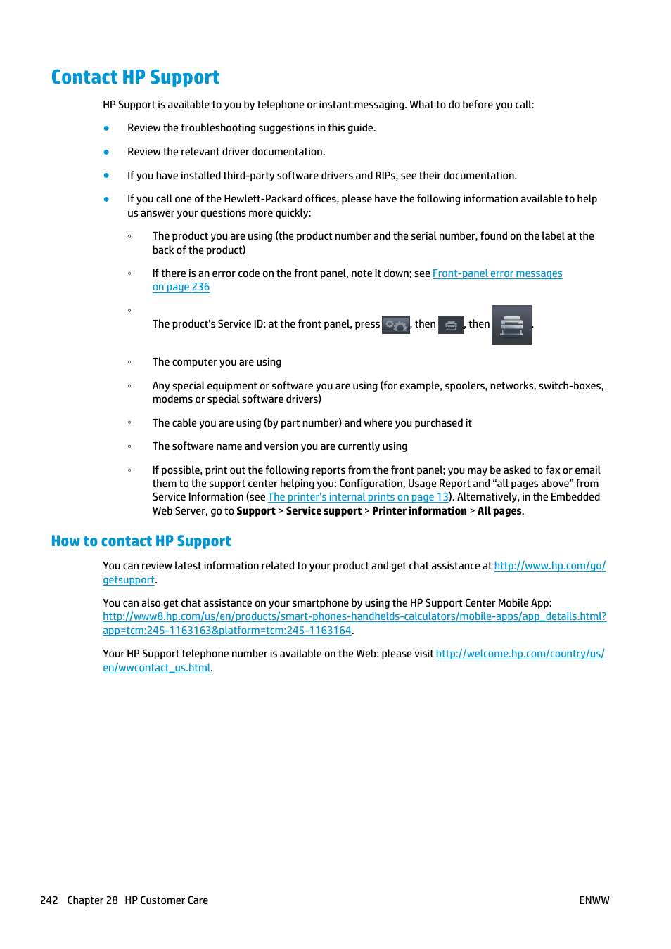 Contact hp support, How to contact hp support, Contact | HP Designjet T2500 eMultifunction Printer series User Manual | Page 252 / 263