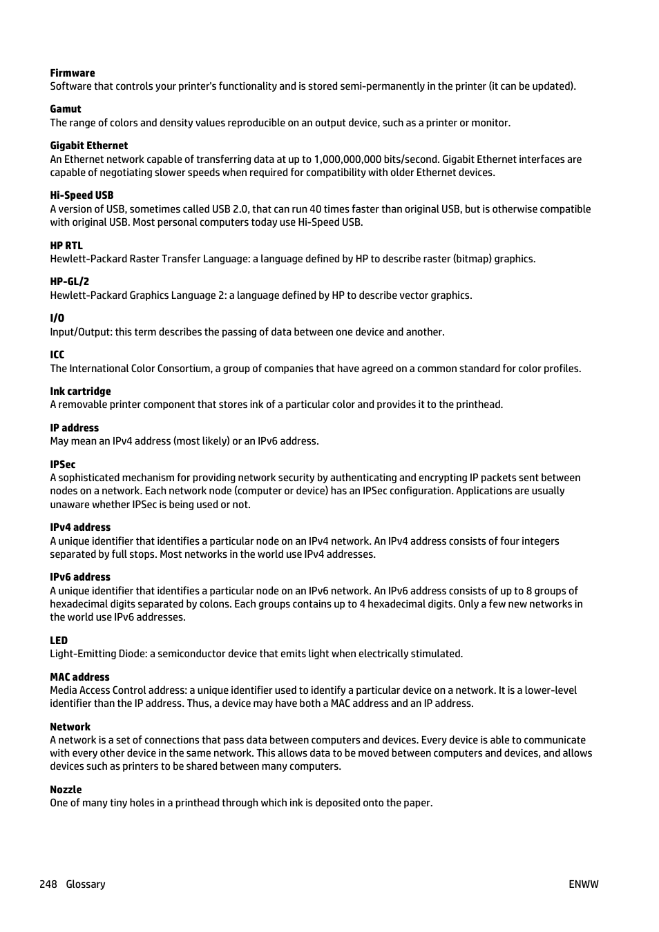 HP Designjet T2500 eMultifunction Printer series User Manual | Page 258 / 263