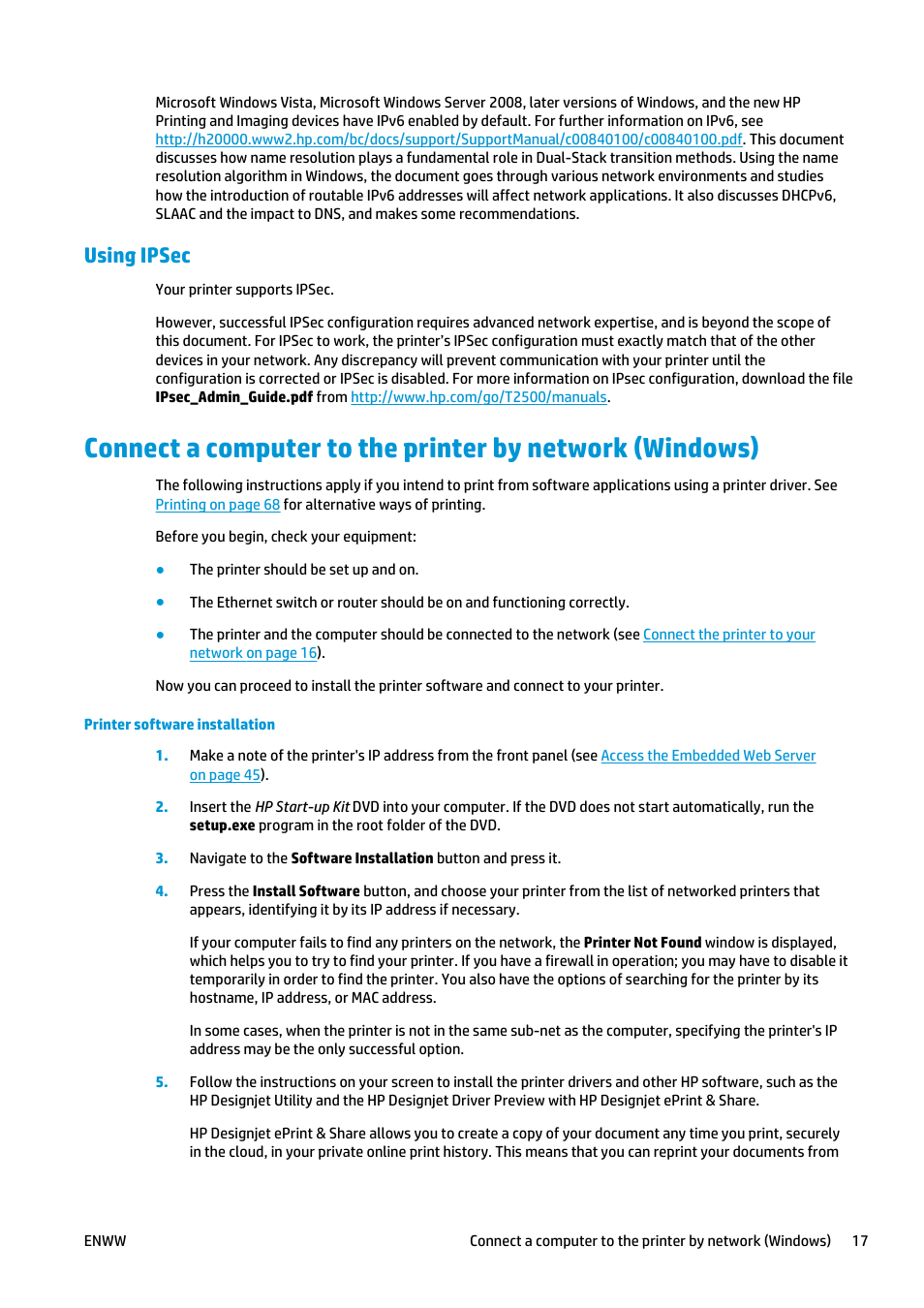 Using ipsec | HP Designjet T2500 eMultifunction Printer series User Manual | Page 27 / 263
