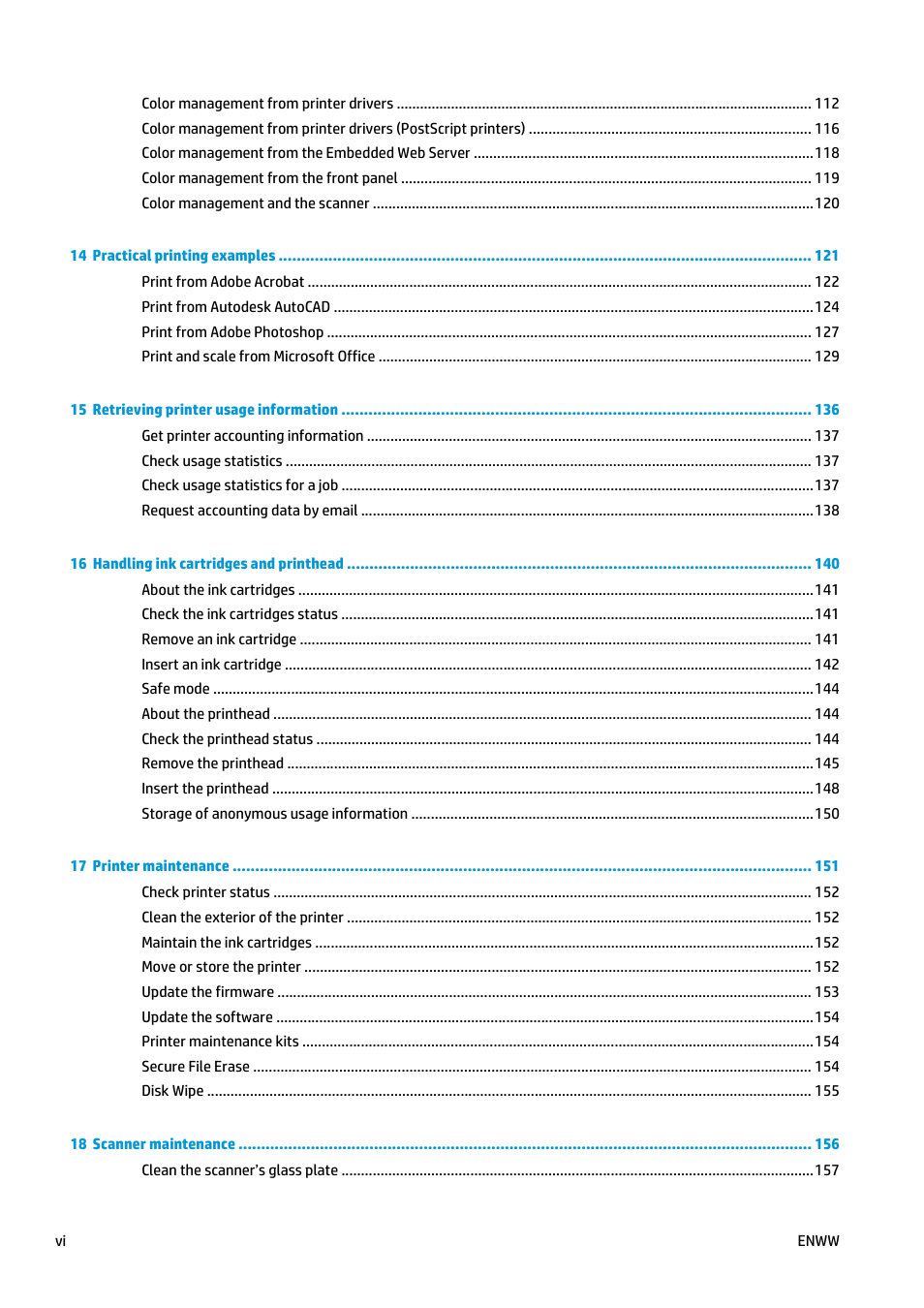 HP Designjet T2500 eMultifunction Printer series User Manual | Page 6 / 263