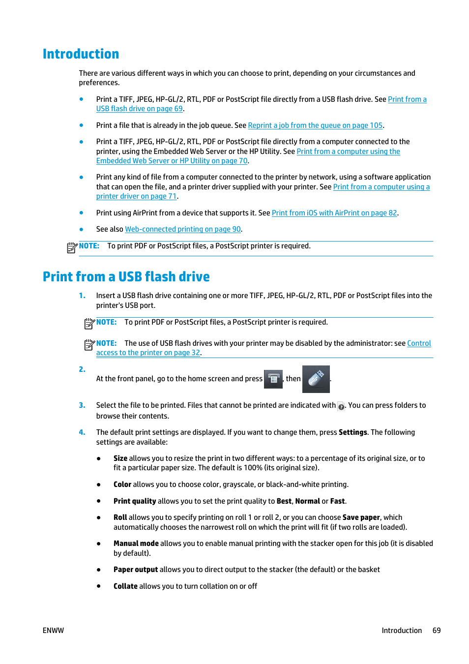 Introduction, Print from a usb flash drive, Introduction print from a usb flash drive | HP Designjet T2500 eMultifunction Printer series User Manual | Page 79 / 263