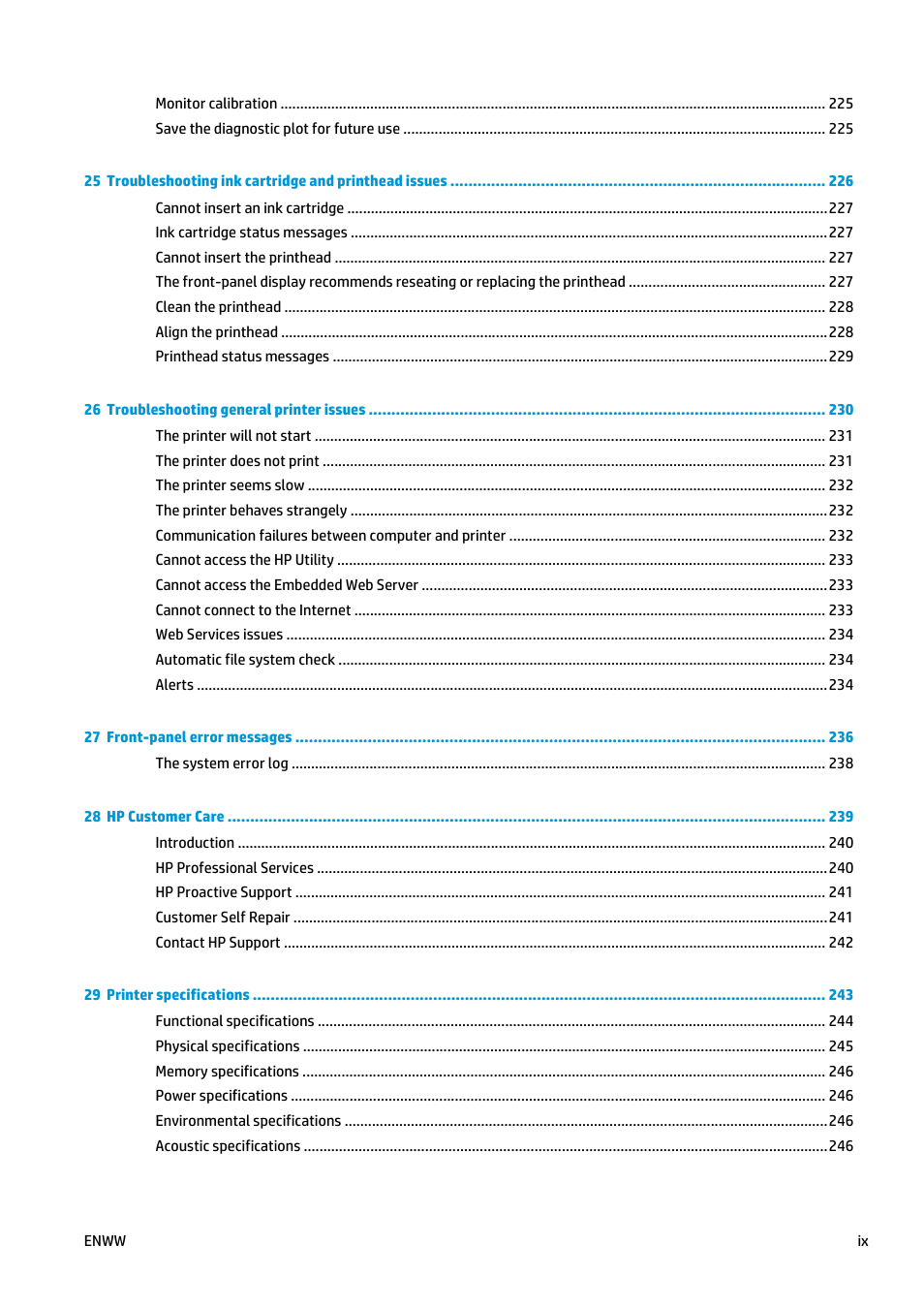 HP Designjet T2500 eMultifunction Printer series User Manual | Page 9 / 263