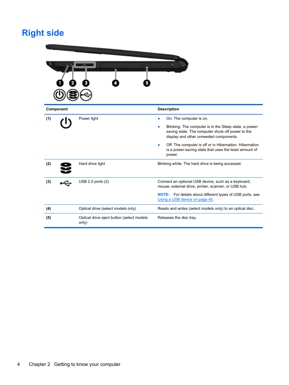 Right side | HP 250 G2 Notebook PC User Manual | Page 14 / 90