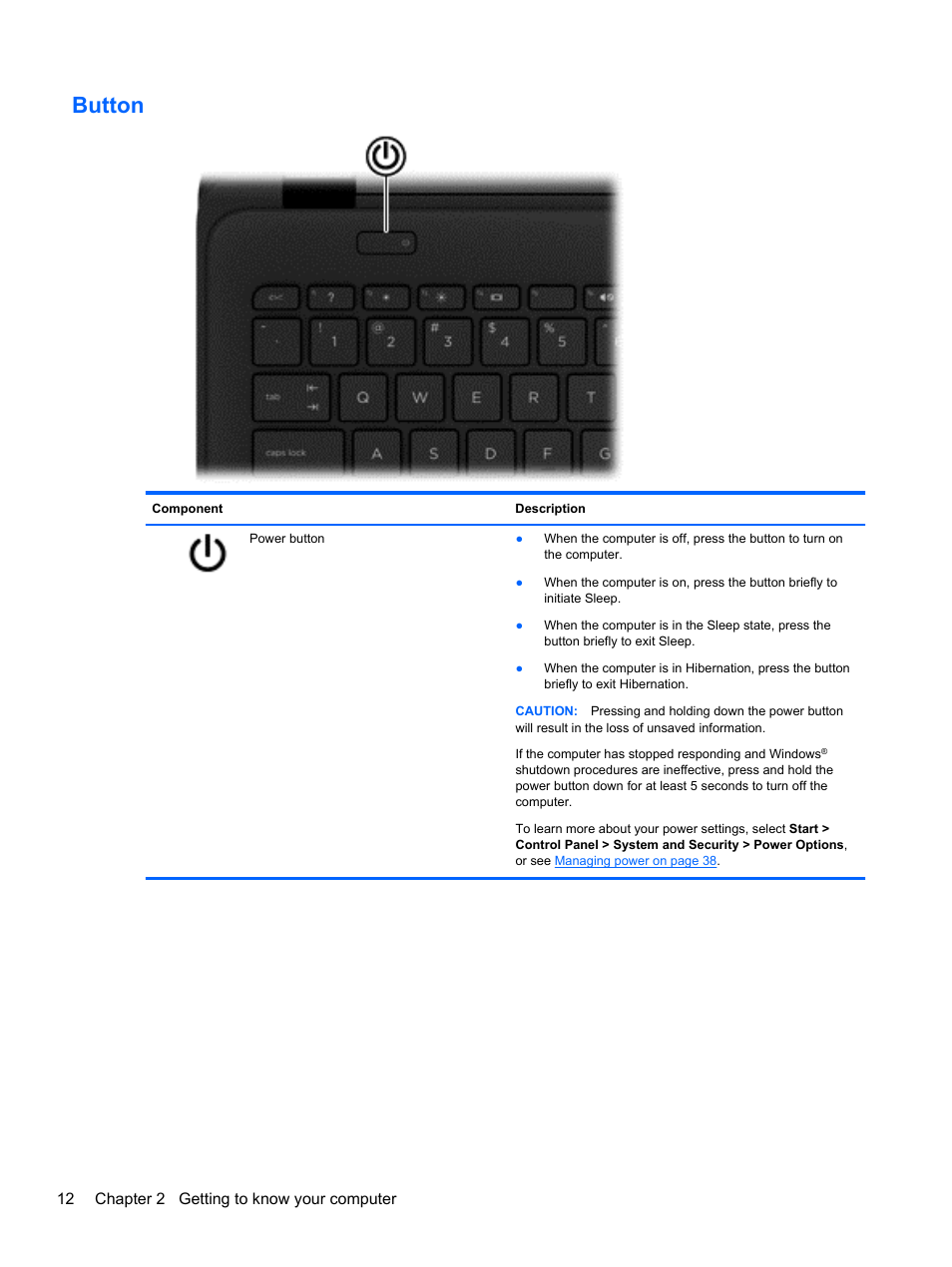 Button | HP 250 G2 Notebook PC User Manual | Page 22 / 90