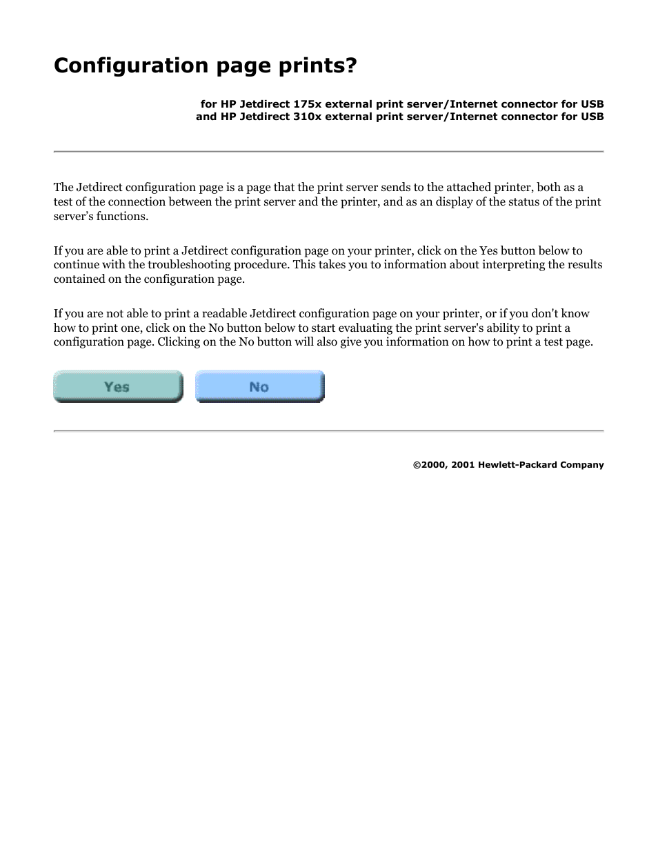 Configuration page prints | HP Jetdirect 175x Print Server series User Manual | Page 115 / 142