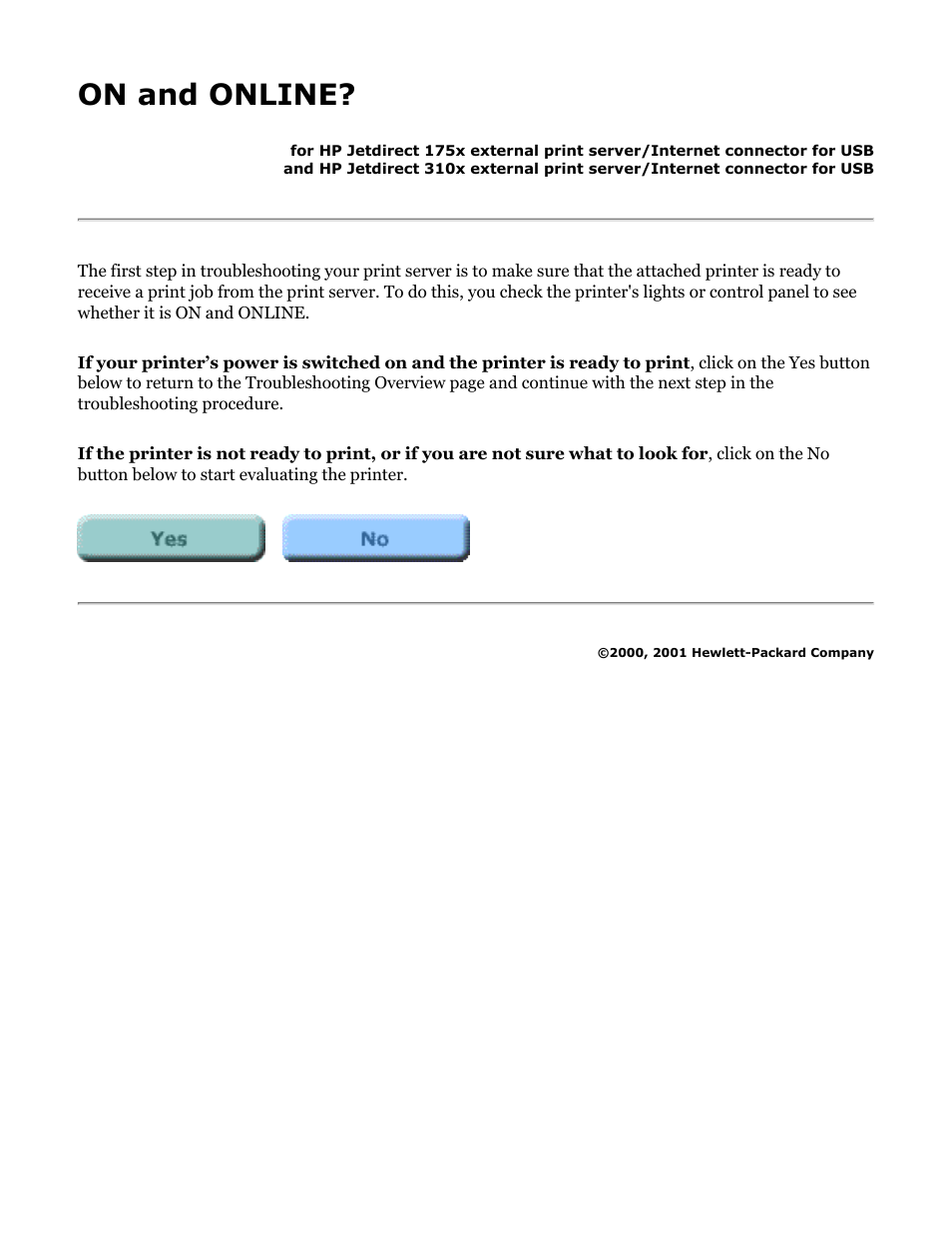 On and online | HP Jetdirect 175x Print Server series User Manual | Page 70 / 142
