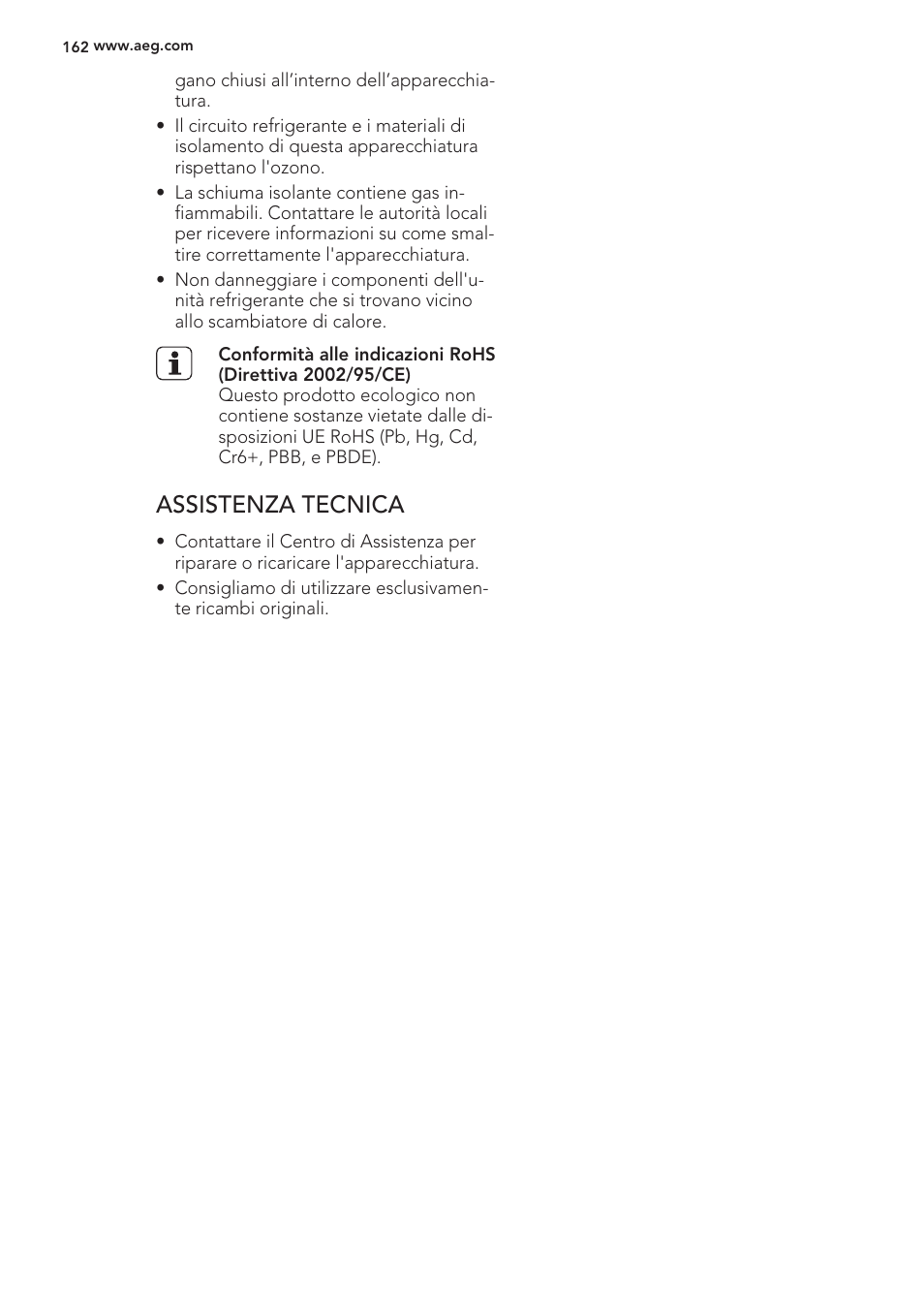 Assistenza tecnica | AEG S56090XNS1 User Manual | Page 162 / 200