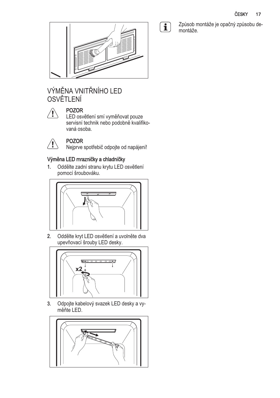 Pozor, Vÿmëna led mrazniôky a chiadniíky | AEG S56090XNS1 User Manual | Page 17 / 200