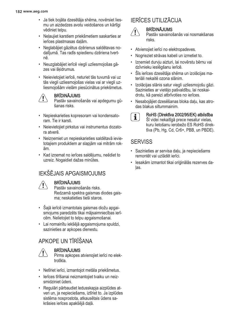 Bribinajums, Brtdinajums | AEG S56090XNS1 User Manual | Page 182 / 200