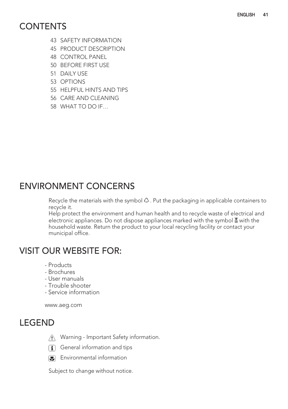 AEG S56090XNS1 User Manual | Page 41 / 200