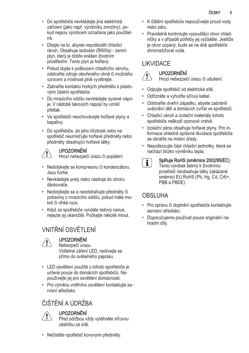Upozorn^nl, Upozorneni | AEG S56090XNS1 User Manual | Page 5 / 200