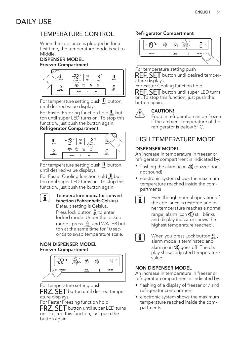 Frz.set, Ref. set, Daily use | AEG S56090XNS1 User Manual | Page 51 / 200