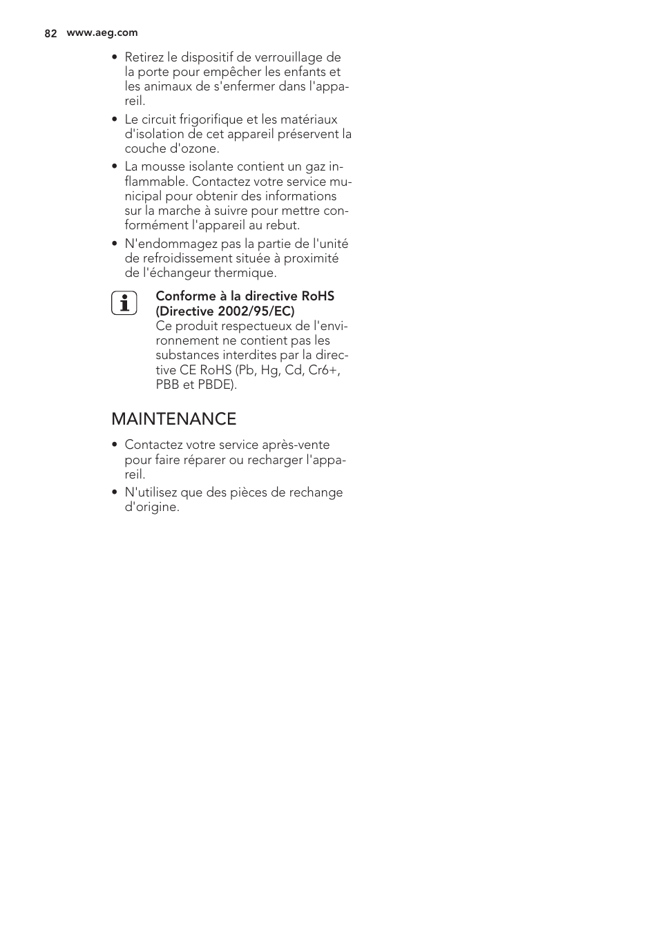 Maintenance | AEG S56090XNS1 User Manual | Page 82 / 200