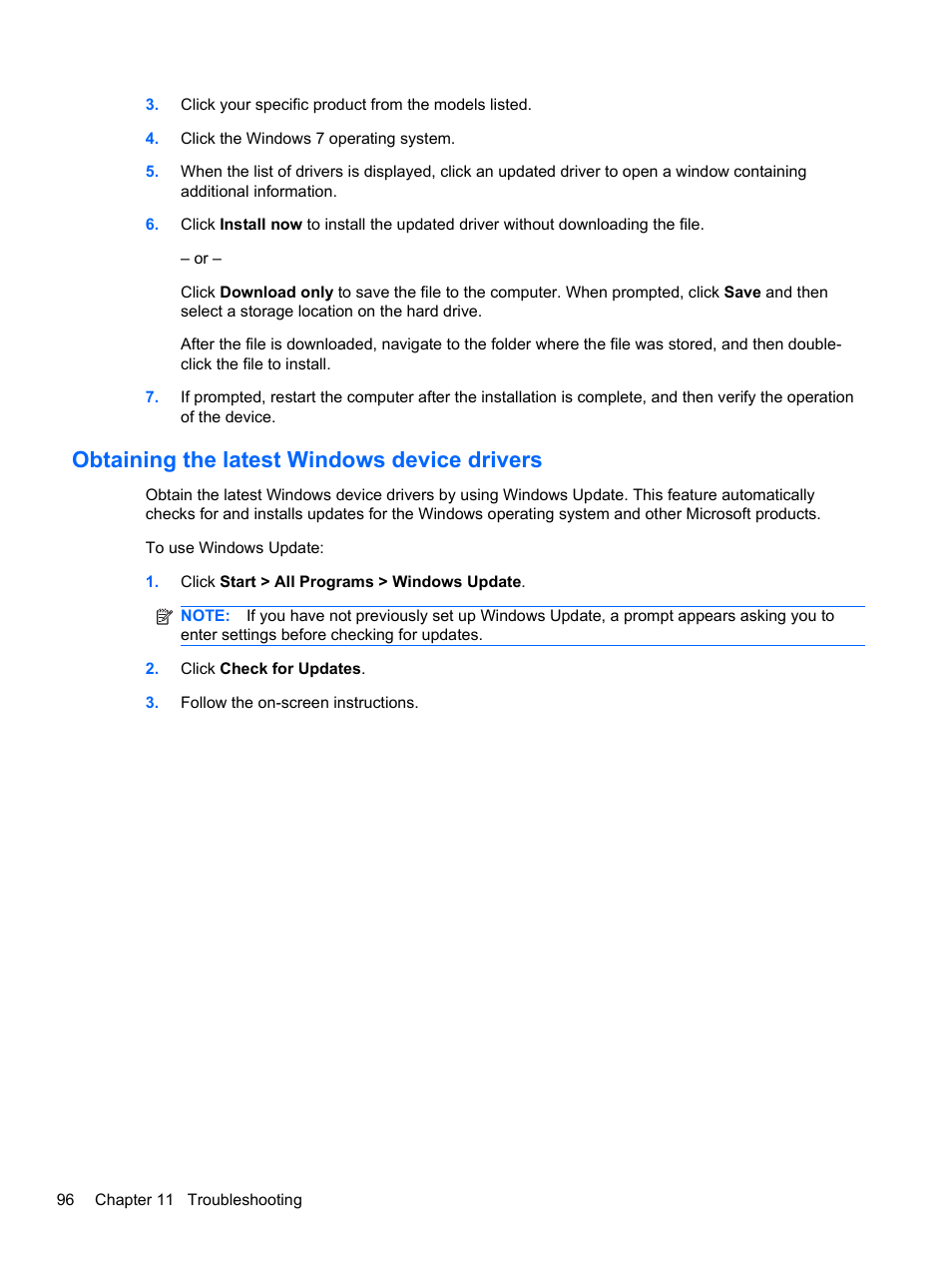 Obtaining the latest windows device drivers | HP Pavilion dv6-4051nr Entertainment Notebook PC User Manual | Page 102 / 107