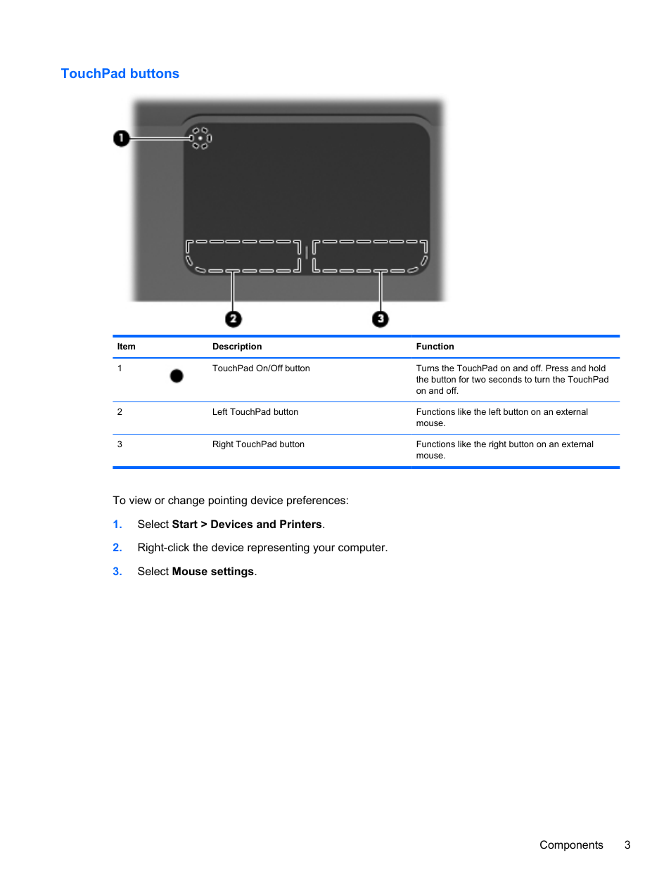 Touchpad buttons | HP Pavilion dv6-4051nr Entertainment Notebook PC User Manual | Page 9 / 107