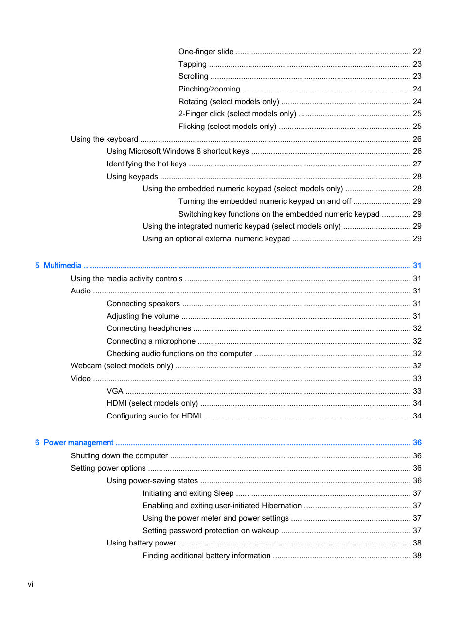 HP ProBook 455 G1 Notebook PC User Manual | Page 6 / 109