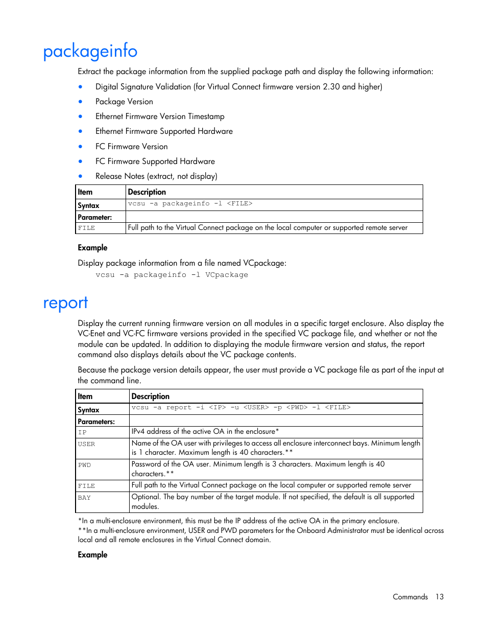 Packageinfo, Report | HP Virtual Connect FlexFabric 10Gb24-port Module for c-Class BladeSystem User Manual | Page 13 / 21