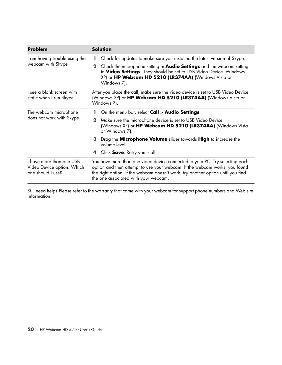 HP HD-5210 Webcam User Manual | Page 24 / 24