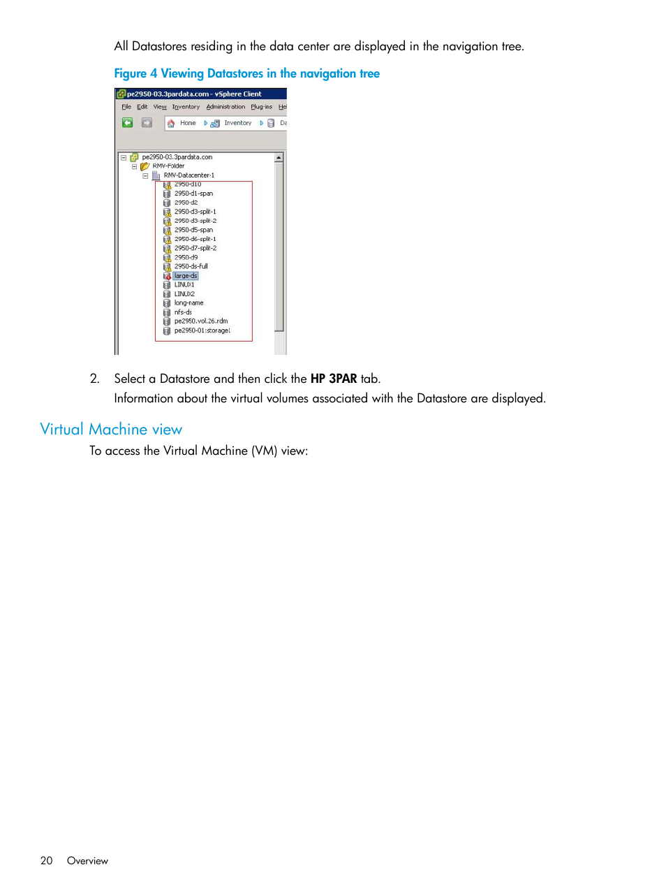 Virtual machine view | HP 3PAR Application Software Suite for VMware Licenses User Manual | Page 20 / 117