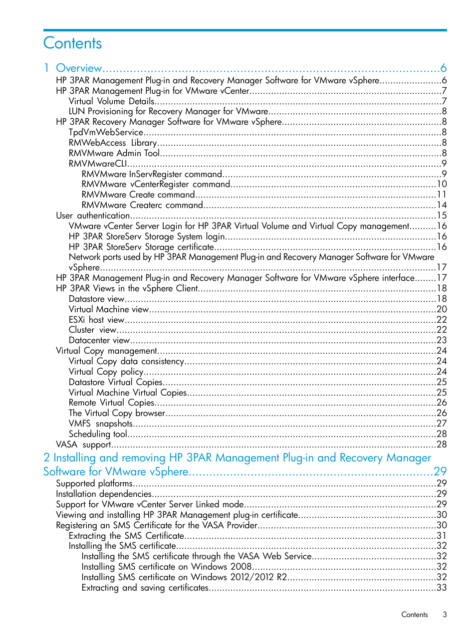 HP 3PAR Application Software Suite for VMware Licenses User Manual | Page 3 / 117