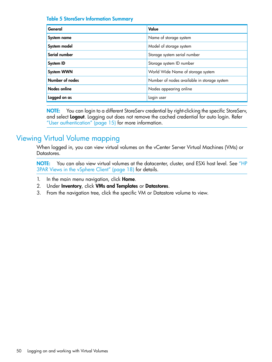Viewing virtual volume mapping | HP 3PAR Application Software Suite for VMware Licenses User Manual | Page 50 / 117