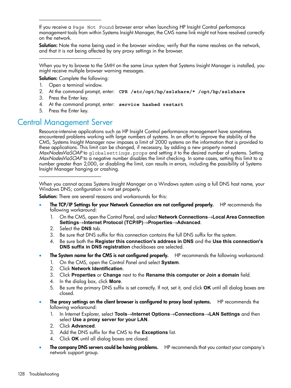 Central management server | HP Systems Insight Manager User Manual | Page 128 / 187