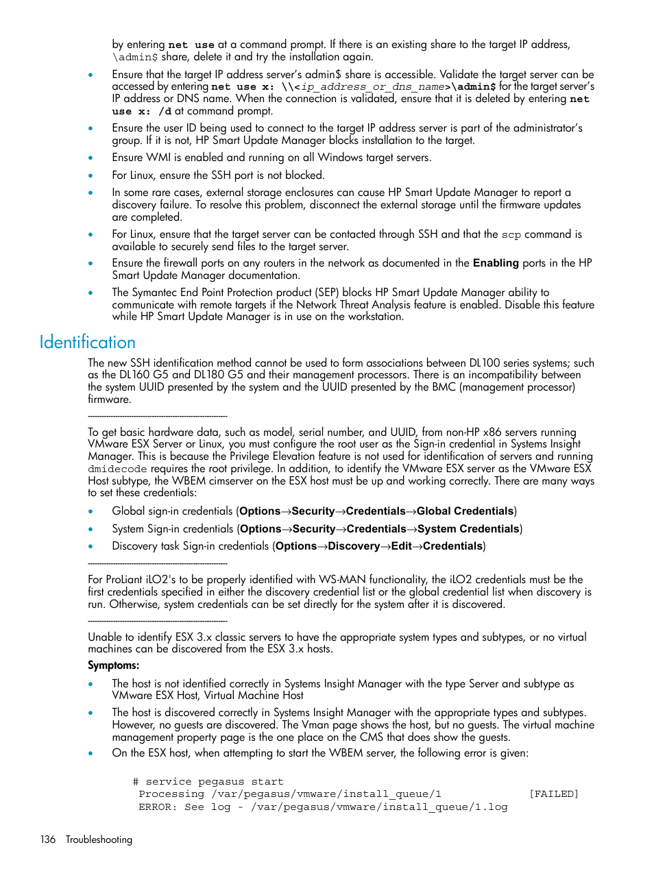 Identification | HP Systems Insight Manager User Manual | Page 136 / 187