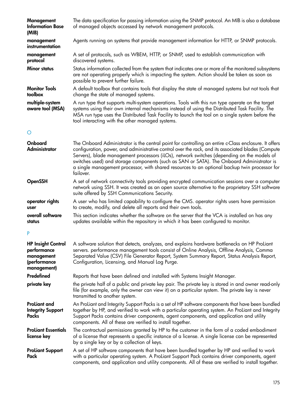 Openssh, Operator rights, Management information | Base, Predefined, Private key | HP Systems Insight Manager User Manual | Page 175 / 187