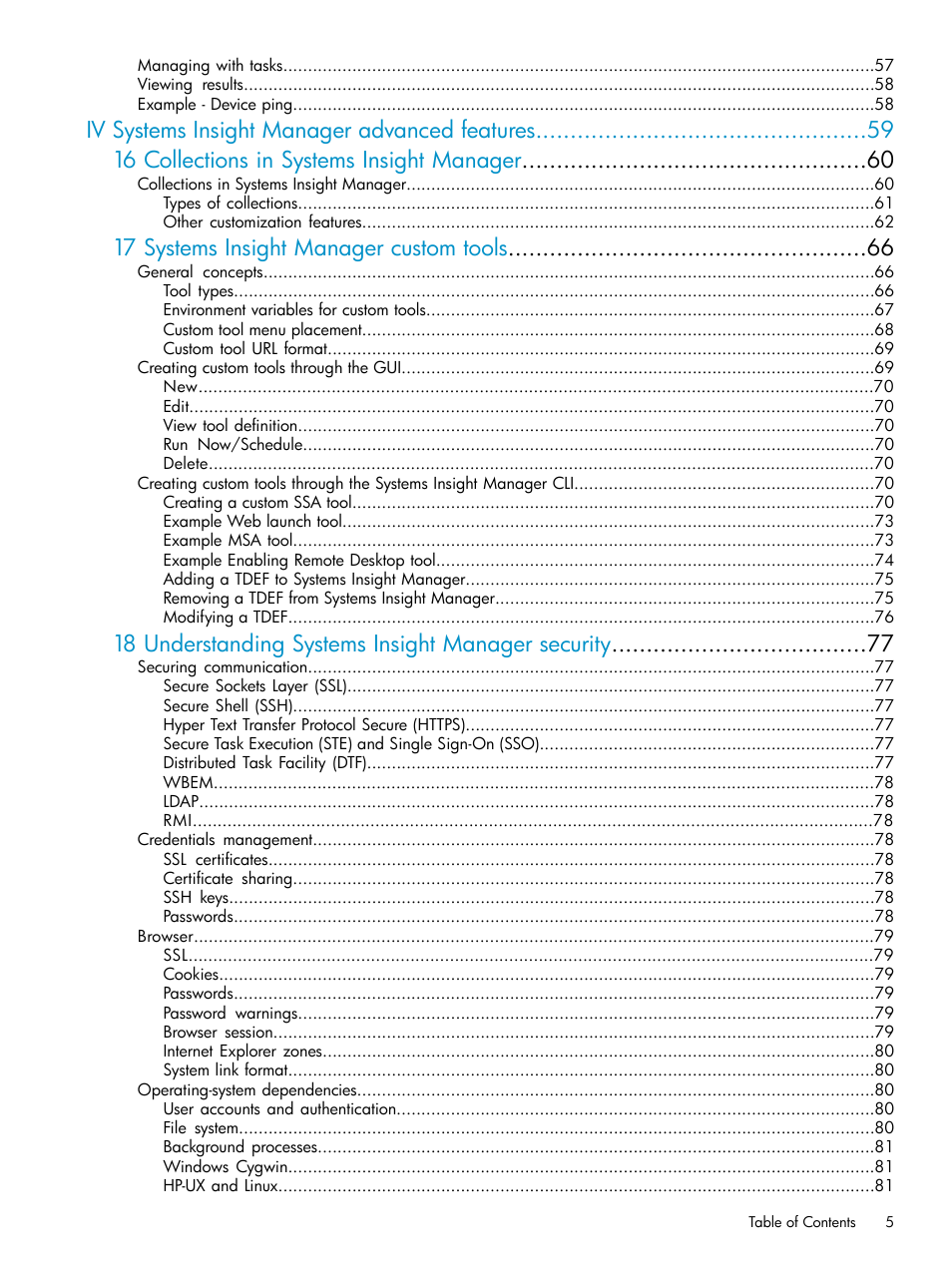 17 systems insight manager custom tools, 18 understanding systems insight manager security | HP Systems Insight Manager User Manual | Page 5 / 187