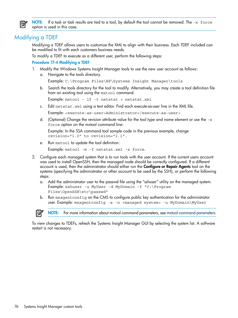 Modifying a tdef | HP Systems Insight Manager User Manual | Page 76 / 187