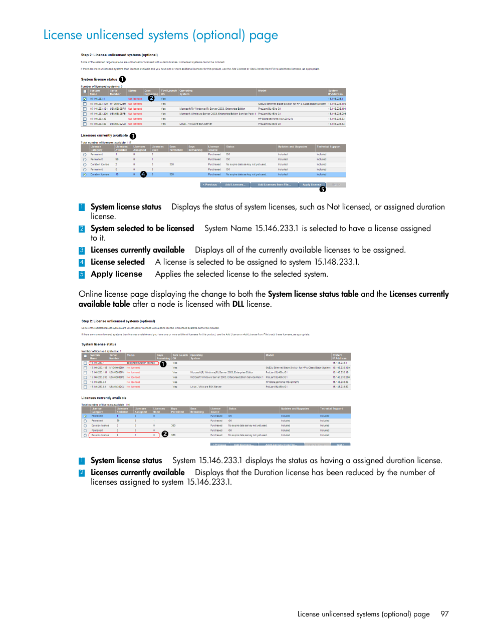 License unlicensed systems (optional) page | HP Systems Insight Manager User Manual | Page 97 / 187