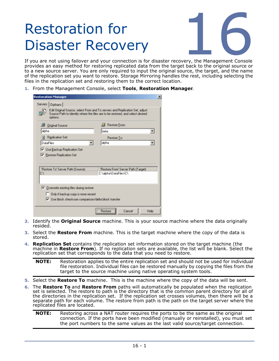 Restoration for disaster recovery, Archiving report -5 | HP Storage Mirroring V5.1 Software User Manual | Page 109 / 208