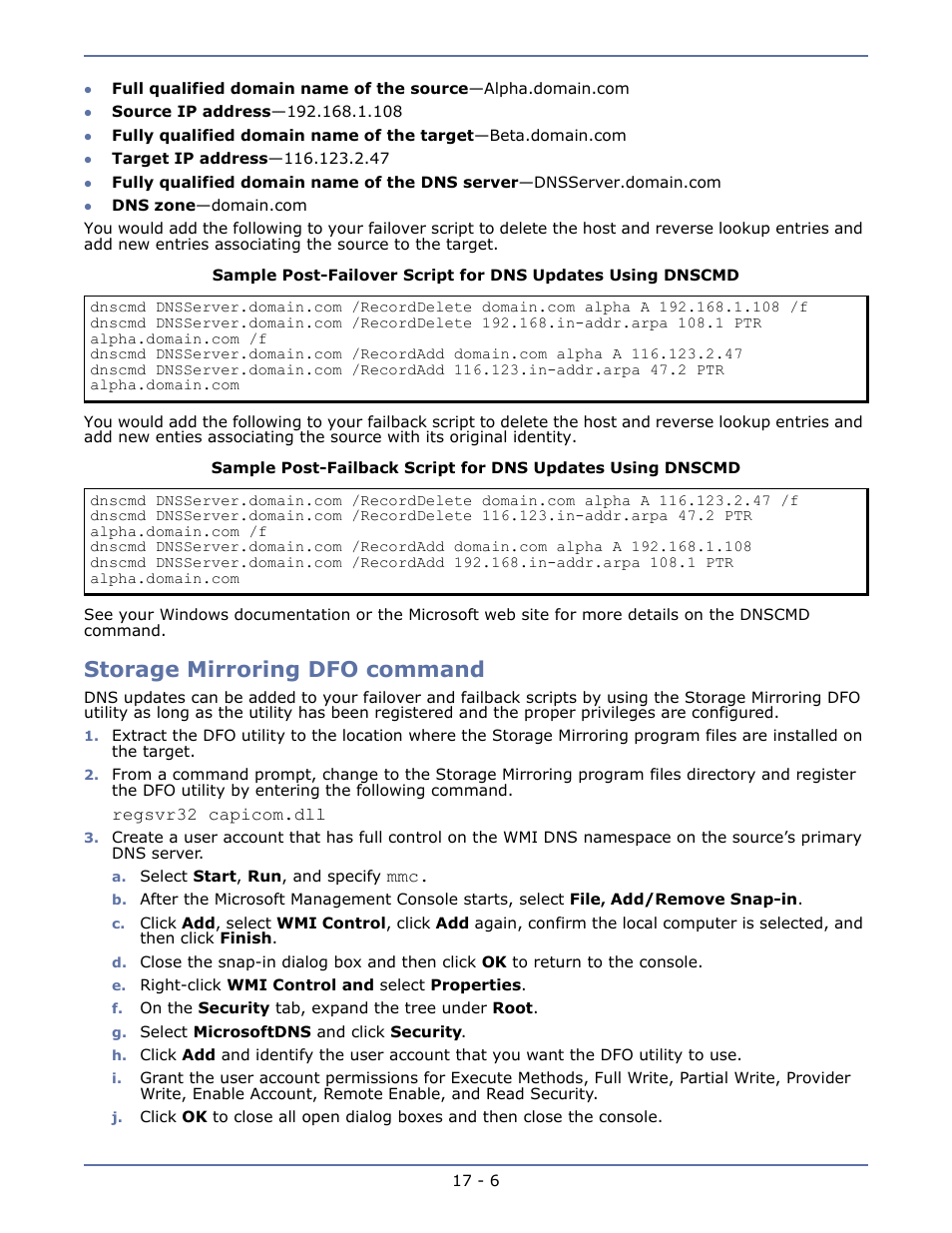 Storage mirroring dfo command | HP Storage Mirroring V5.1 Software User Manual | Page 117 / 208