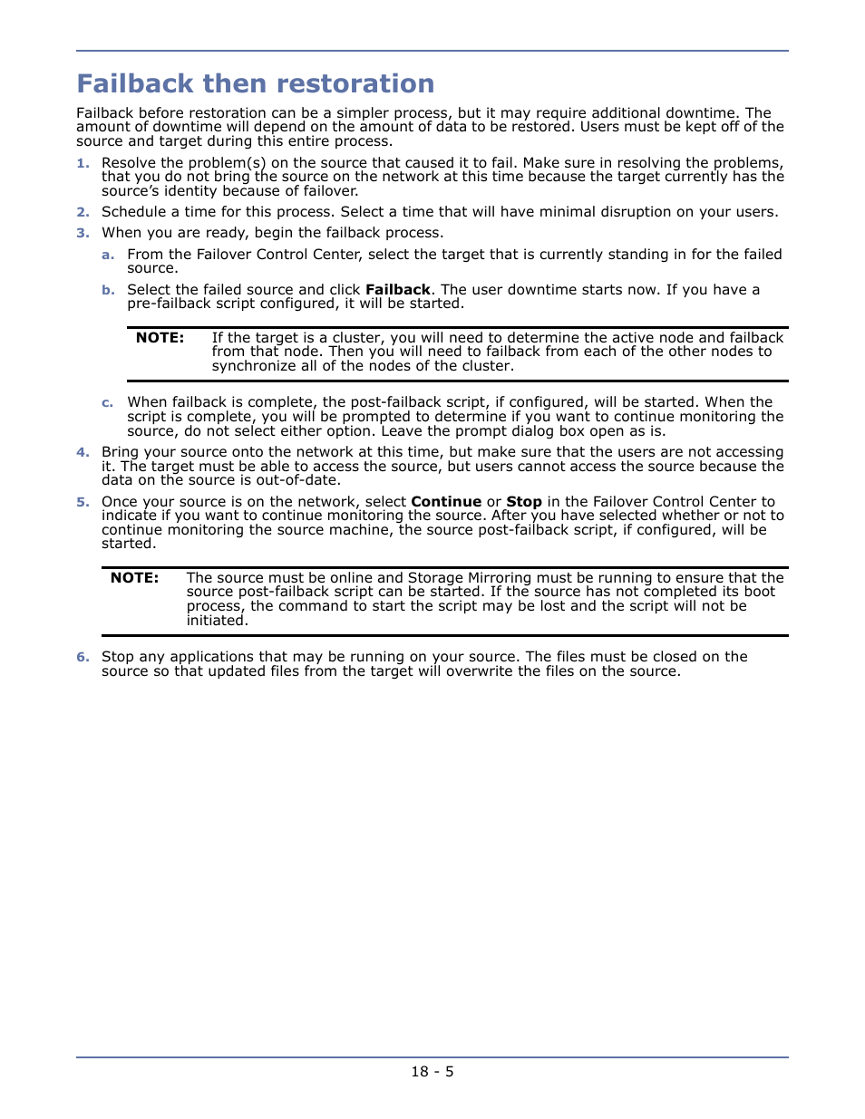 Failback then restoration, Windows dnscmd command -5 | HP Storage Mirroring V5.1 Software User Manual | Page 134 / 208