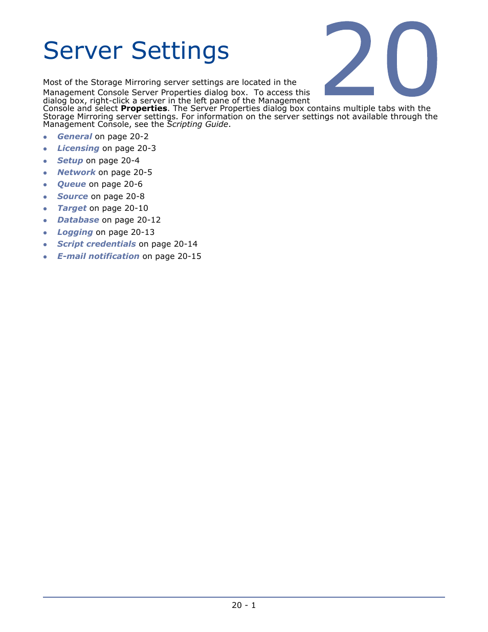 Server settings, Chapter 19 monitoring tools -1 | HP Storage Mirroring V5.1 Software User Manual | Page 180 / 208
