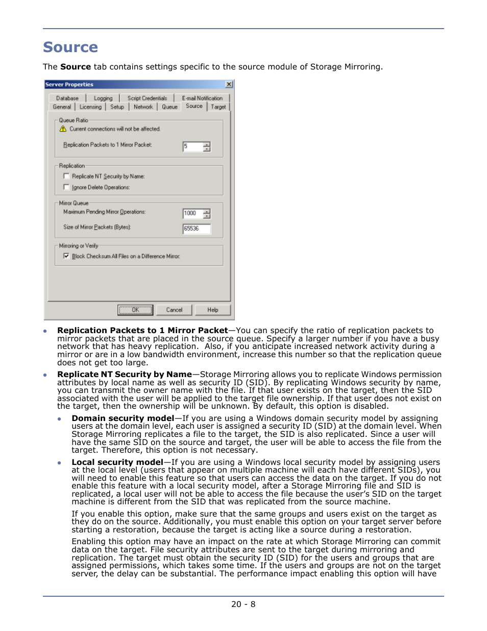 Source, Running dtstat from the command prompt -31 | HP Storage Mirroring V5.1 Software User Manual | Page 187 / 208