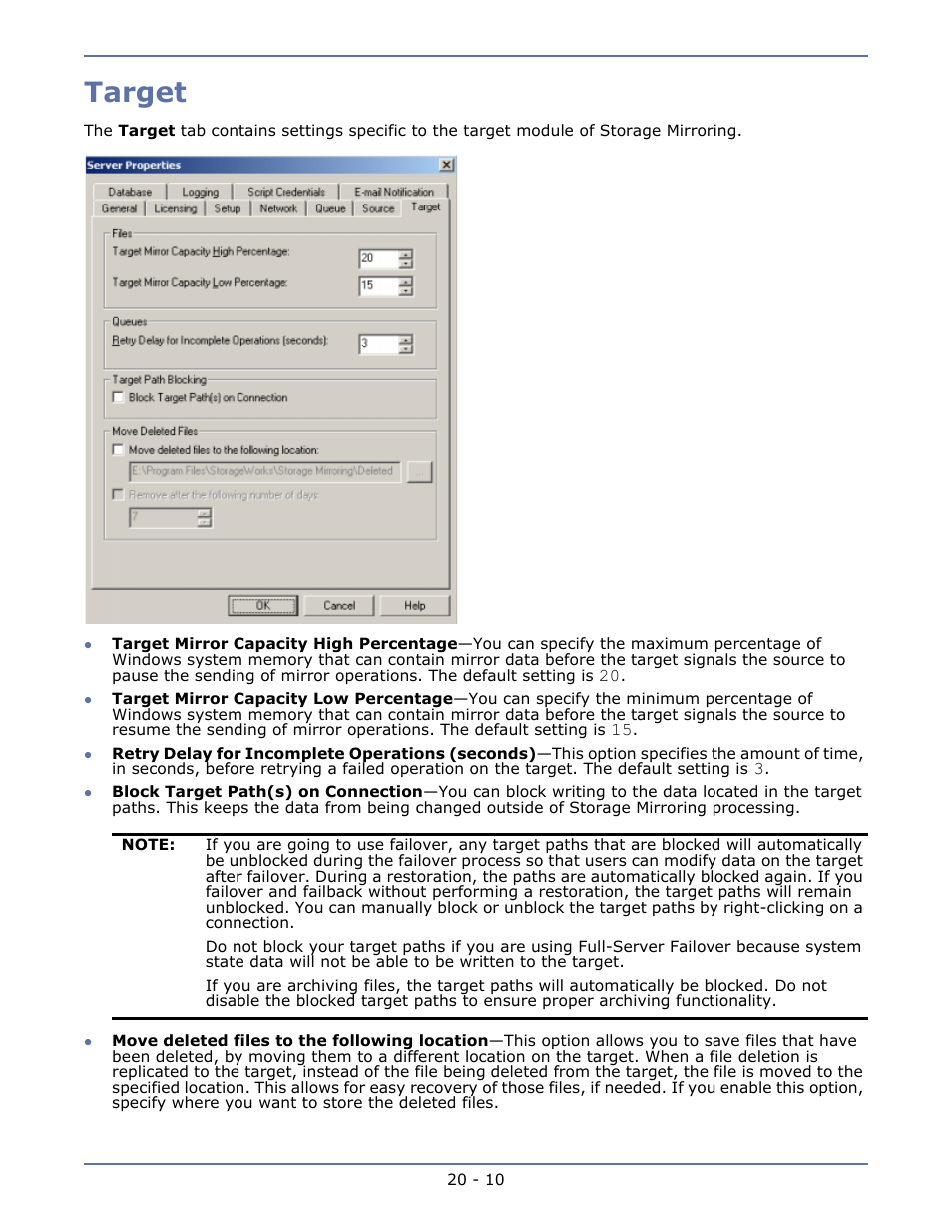 Target, Dtstat statistics -32 | HP Storage Mirroring V5.1 Software User Manual | Page 189 / 208