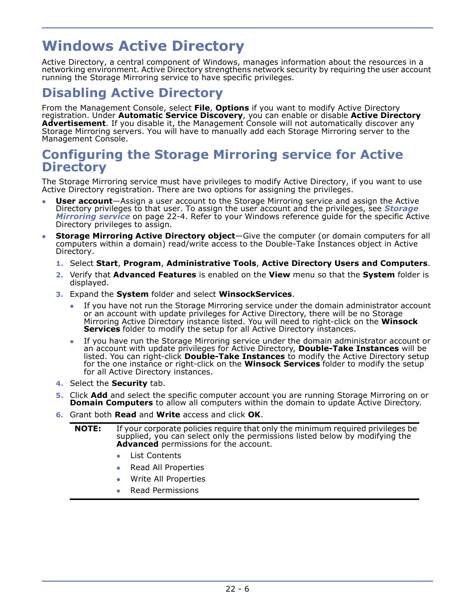 Windows active directory, Disabling active directory, Queue -6 source -8 | HP Storage Mirroring V5.1 Software User Manual | Page 206 / 208