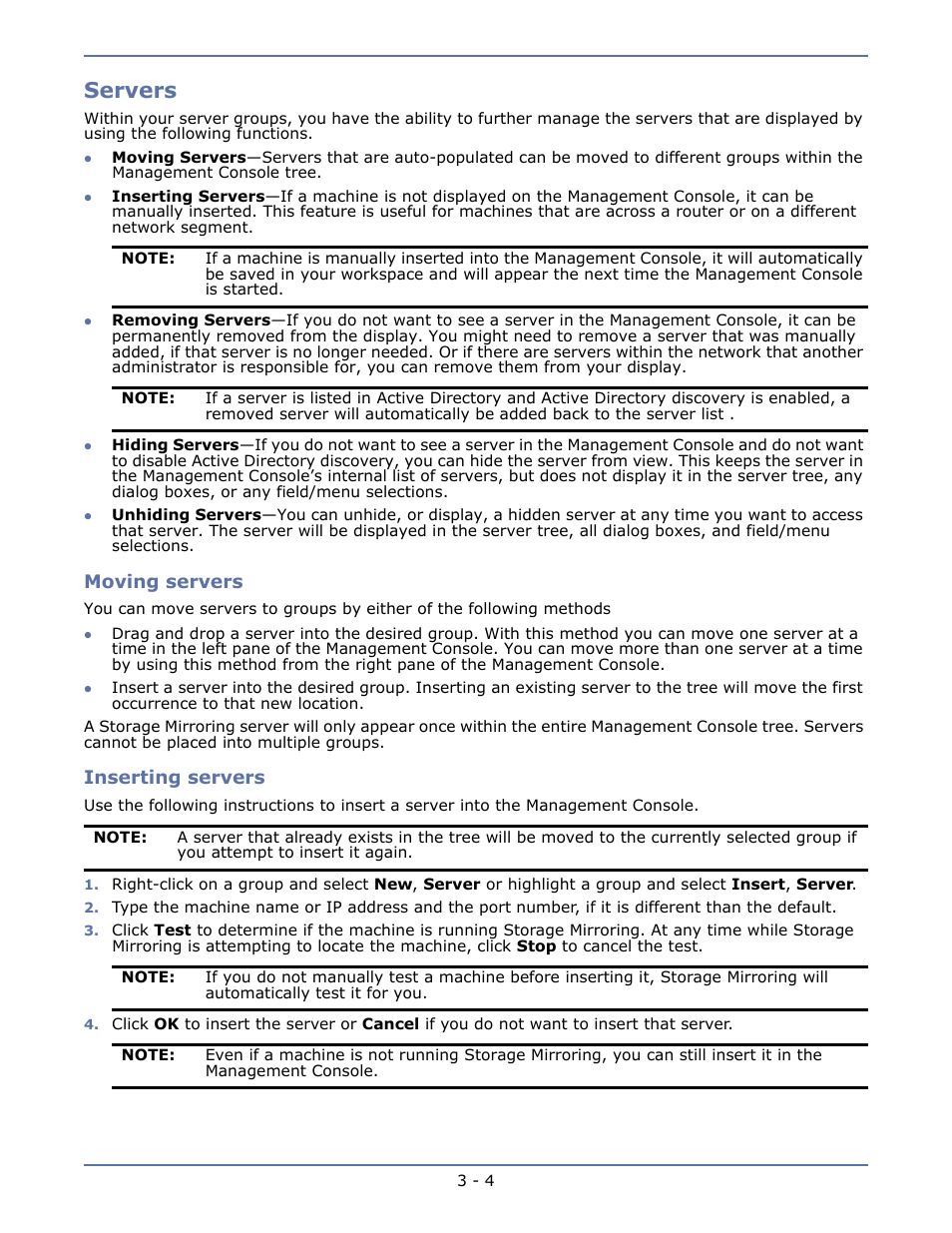 Servers, Servers -4 | HP Storage Mirroring V5.1 Software User Manual | Page 35 / 208