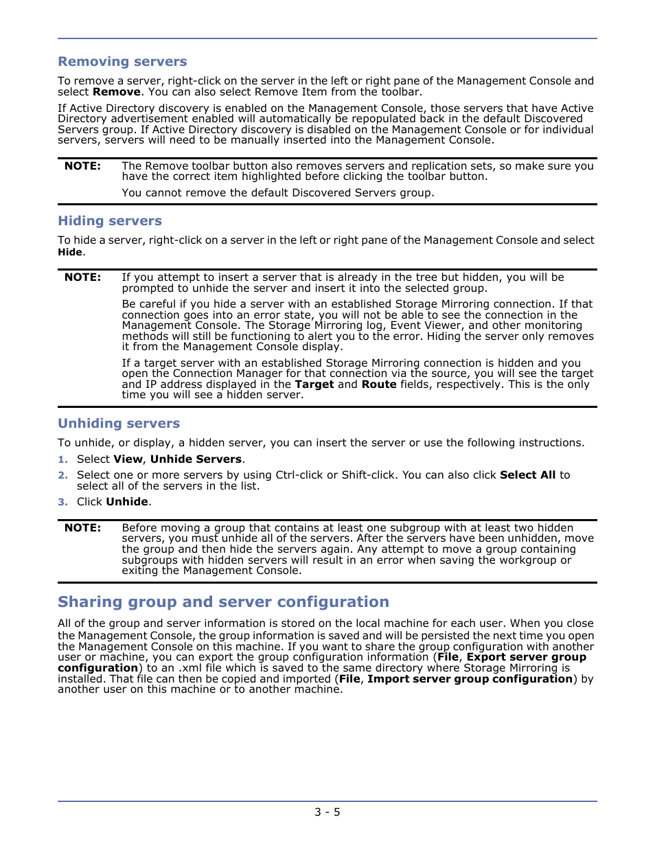 Sharing group and server configuration, Sharing group and server configuration -5 | HP Storage Mirroring V5.1 Software User Manual | Page 36 / 208