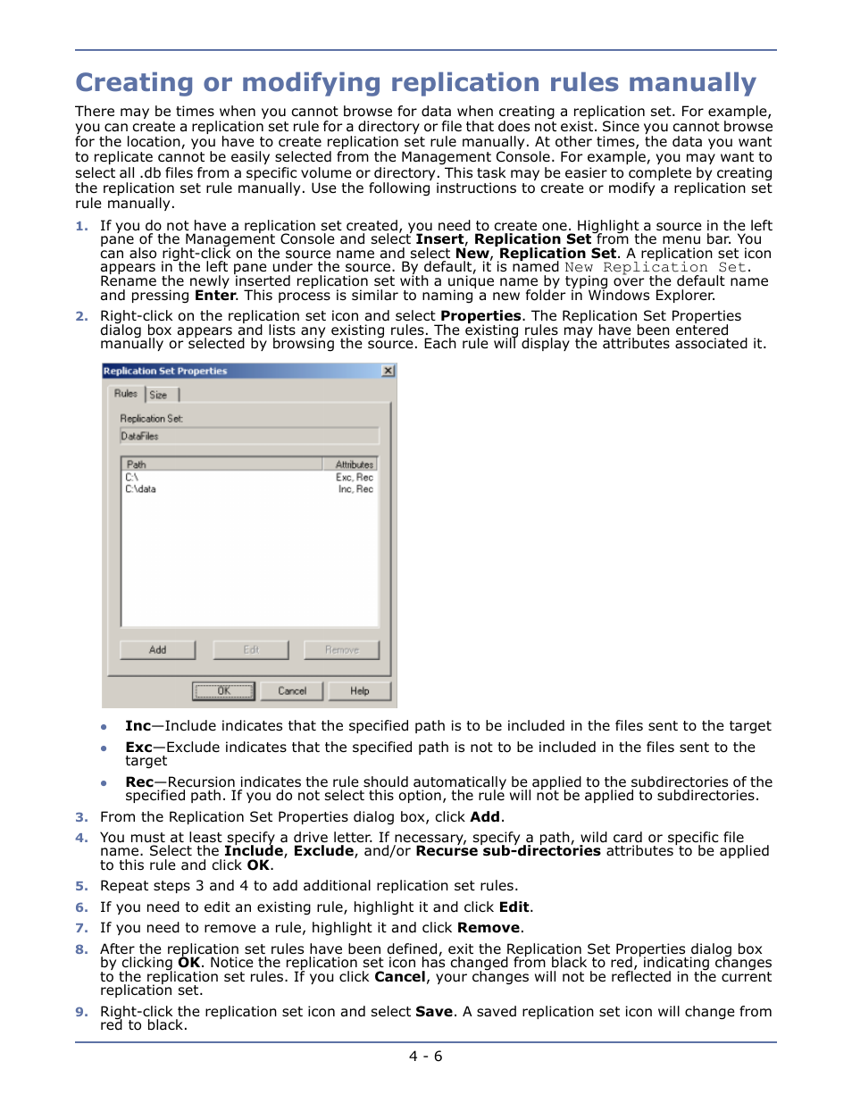 Creating or modifying replication rules manually | HP Storage Mirroring V5.1 Software User Manual | Page 44 / 208